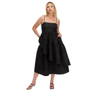 Kate Spade X Target Chic Black Tiered Ruffled  Midi Dress Size XS